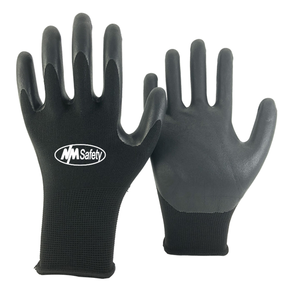 black water based PU coated glove
